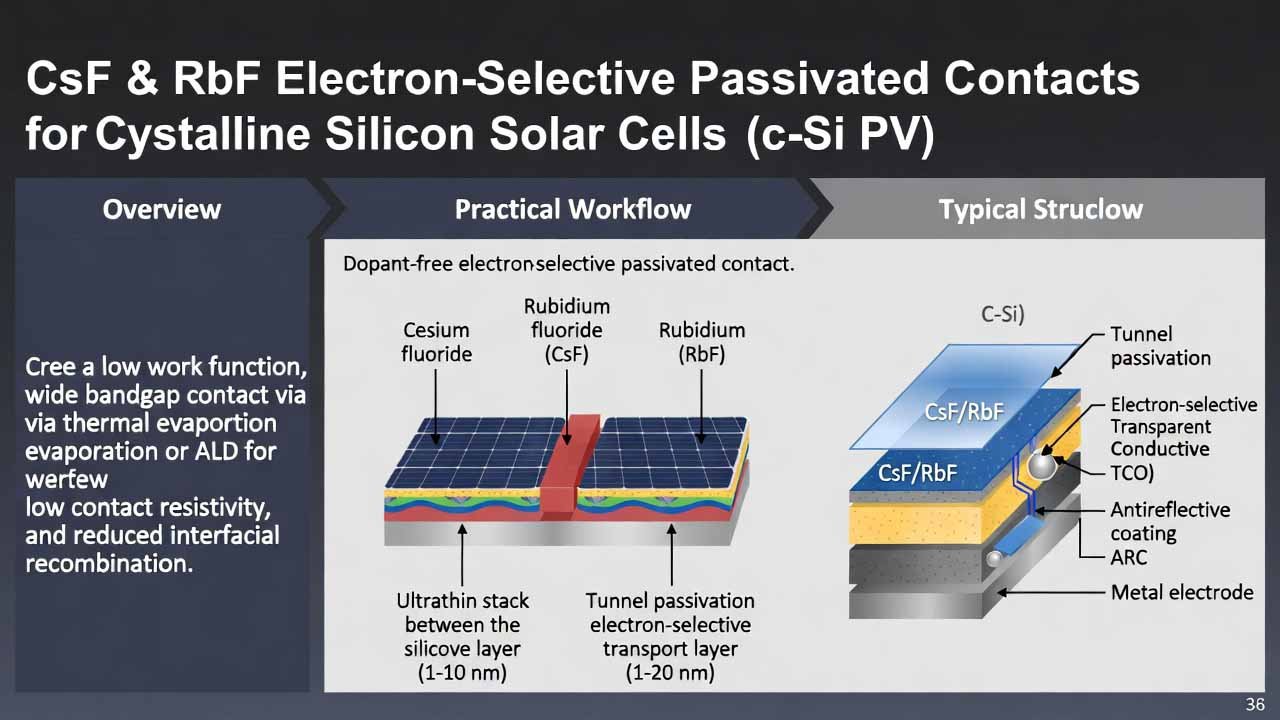 CsF & RbF Electron-Selective Passivated Contacts for Crystalline Silicon Solar Cells (c-Si PV)