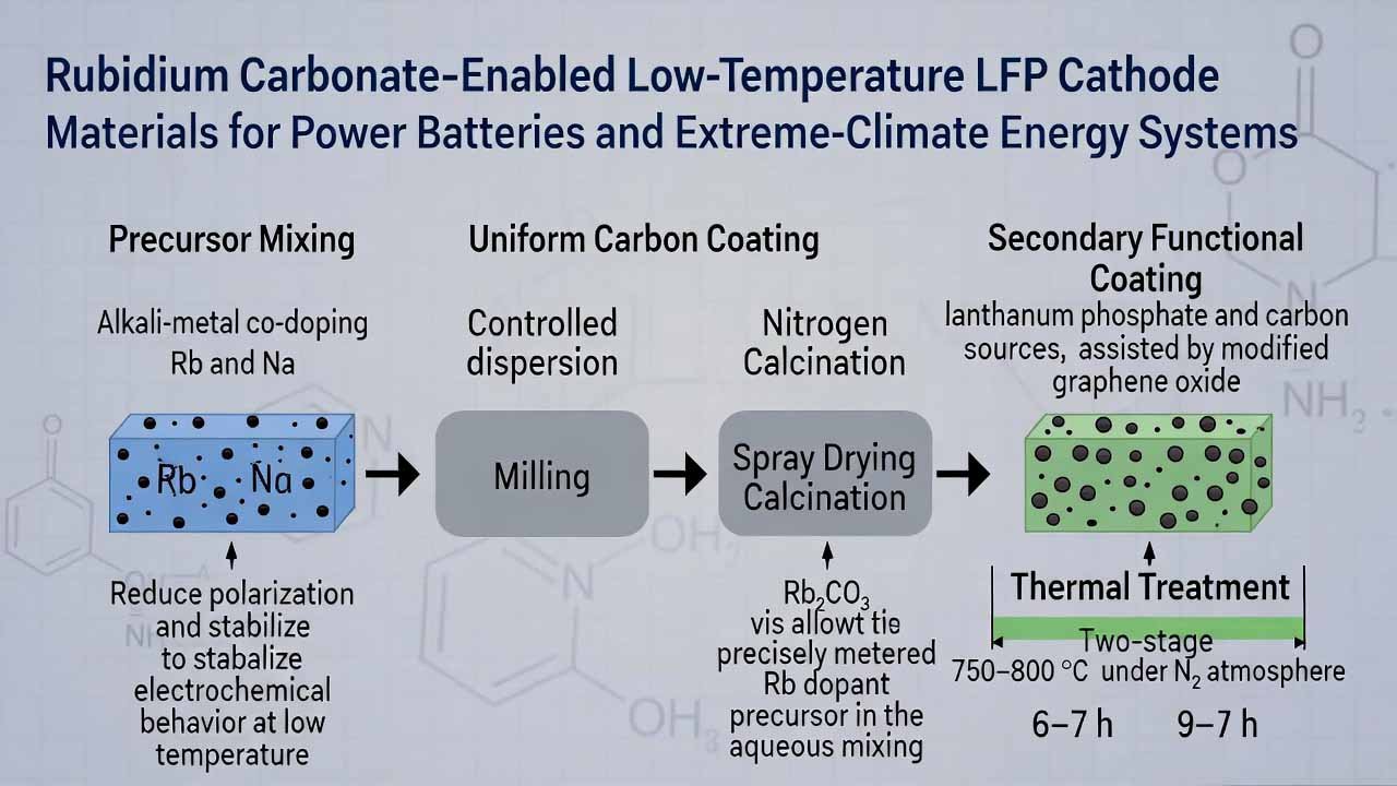Rubidium Carbonate–Enabled Low-Temperature LFP Cathode Materials for Power Batteries and Extreme-Climate Energy Systems