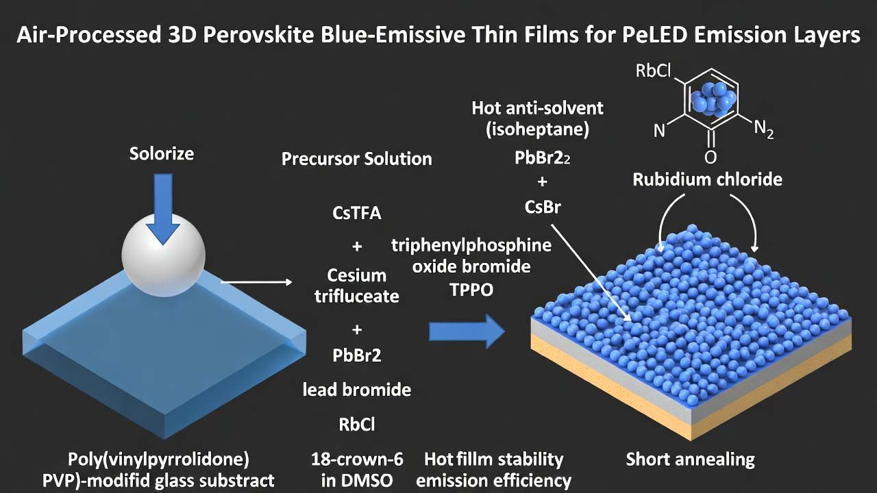 Rubidium Chloride (RbCl) in Air-Processed 3D Perovskite Blue-Emissive Thin Films for PeLED Emission Layers