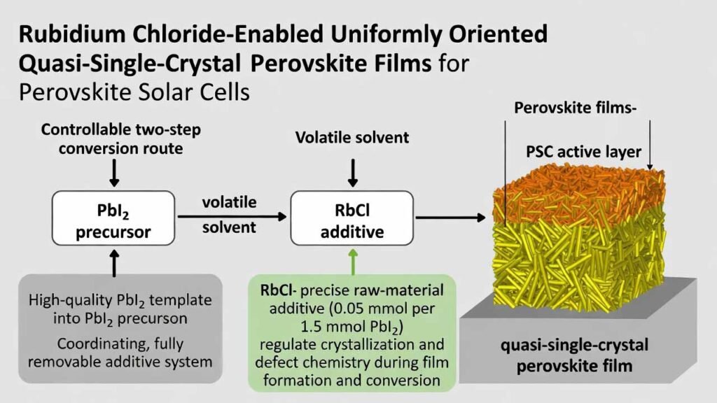 Rubidium Chloride–Enabled Uniformly Oriented Quasi-Single-Crystal Perovskite Films for Perovskite Solar Cells