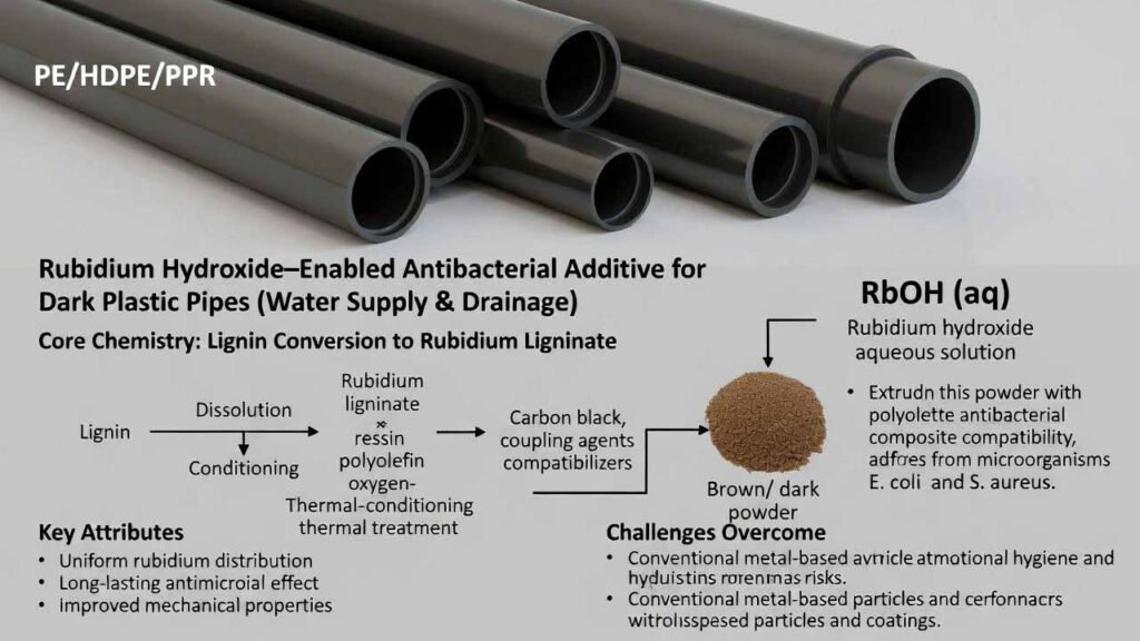 Rubidium Hydroxide–Enabled Antibacterial Additive for Dark Plastic Pipes (Water Supply & Drainage)