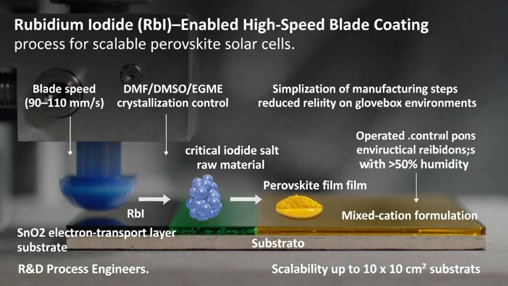 Rubidium Iodide (RbI)–Enabled High-Speed Blade Coating for Scalable Perovskite Solar Cells in Humid Air