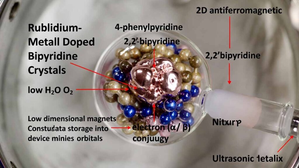 Rubidium-Metal Doped Bipyridine Crystals for 2D Organic Antiferromagnets